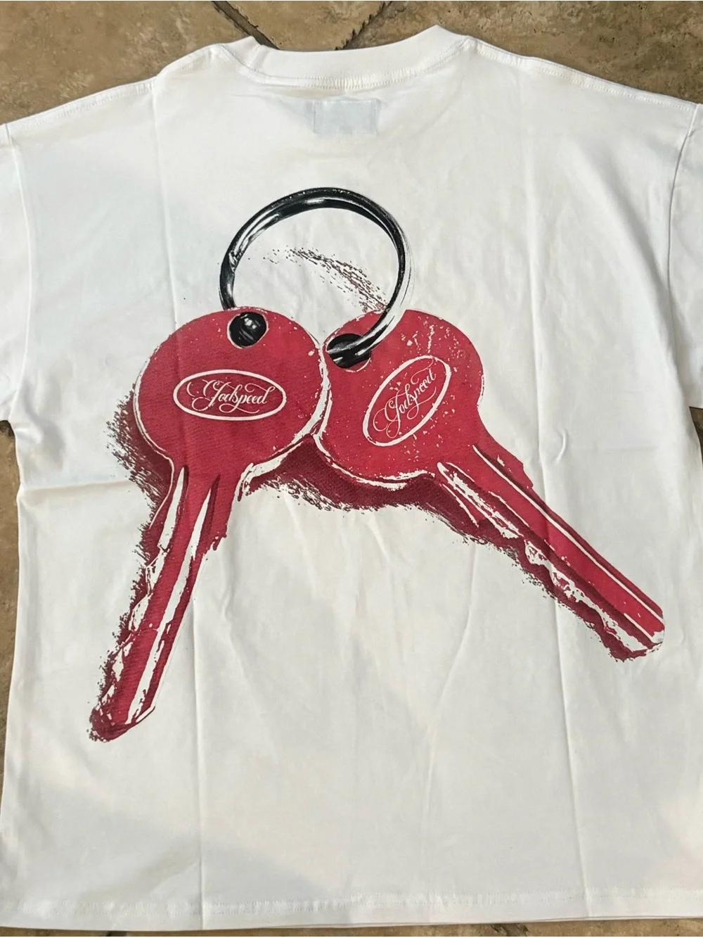 White Godspeed Red Sports Car T-Shirt